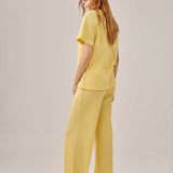 Waffled Top and Wide Legged Pant 2 Piece Set