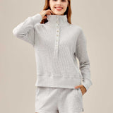 Waffled Henley Pullover Set