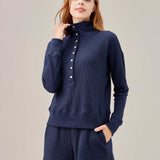 Waffled Henley Pullover Set
