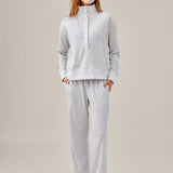 Waffled henley pullover & pants set