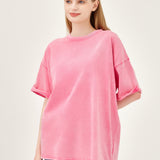 The Effortless Snow Washed Tee - Sachet Pink