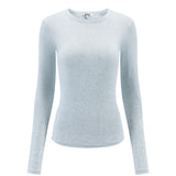 Airy Soft Ribbed Long Sleeve Top - Light Grey