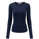 Airy Soft Ribbed Long Sleeve Top - Navy