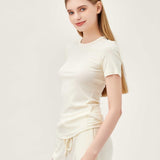 Airy Soft Ribbed Short Sleeve - Ivory