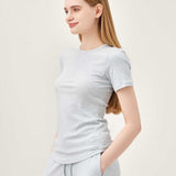 Airy Soft Ribbed Short Sleeve - Light Grey