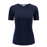 Airy Soft Ribbed Short Sleeve - Navy