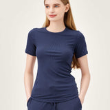 Airy Soft Ribbed Short Sleeve - Navy