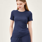 Airy Soft Ribbed Short Sleeve - Navy