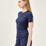 Airy Soft Ribbed Short Sleeve - Navy