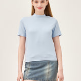 The Lush Touch Mock Neck Top - Blue