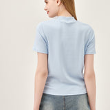 The Lush Touch Mock Neck Top - Blue