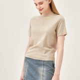 The Lush Touch Mock Neck Top - Khaki