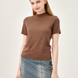 The Lush Touch Mock Neck Top - Mocha