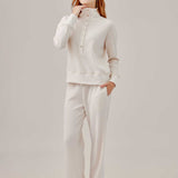 Waffled henley pullover & pants set