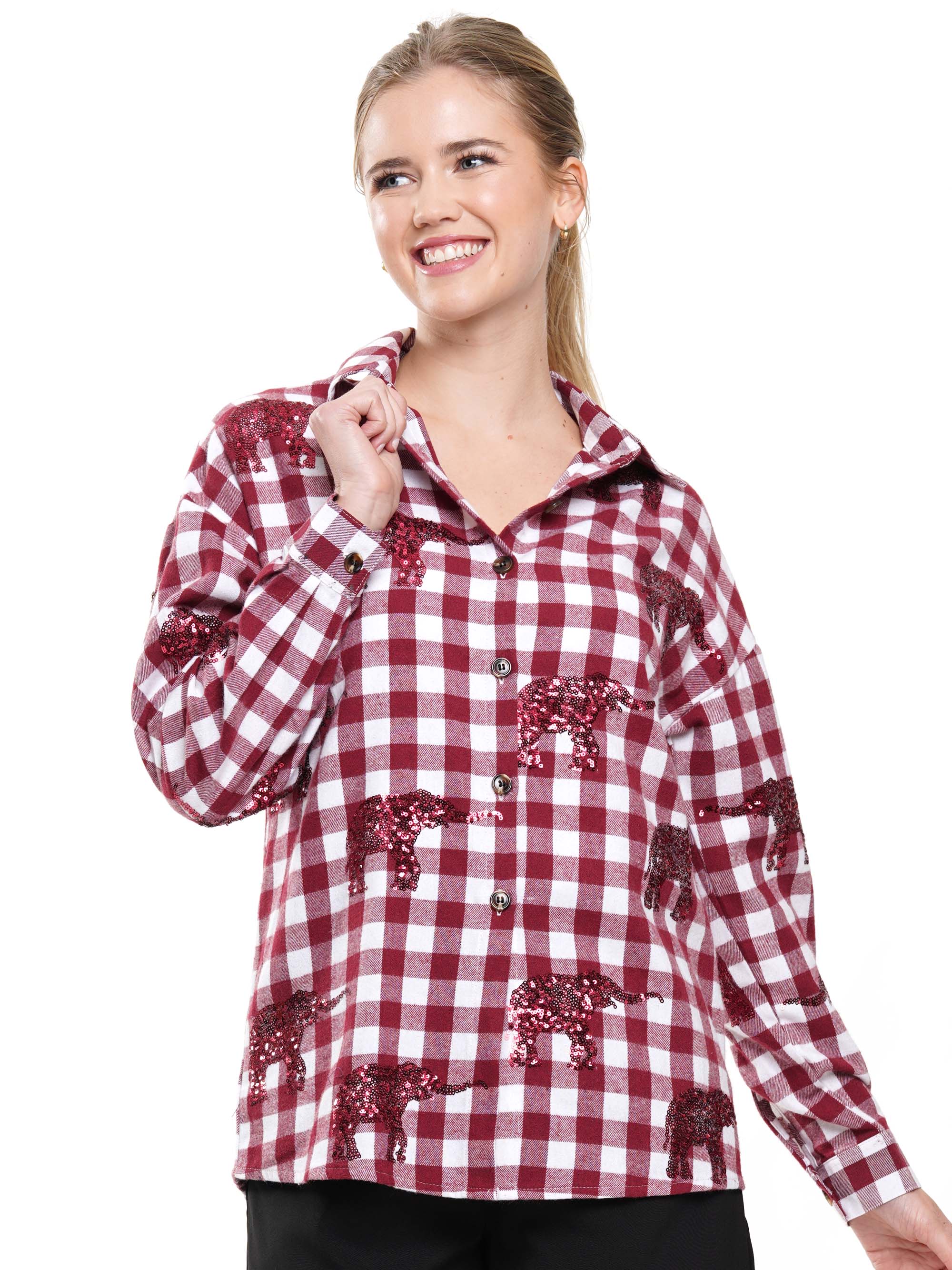 Sequin Elephants Flannel