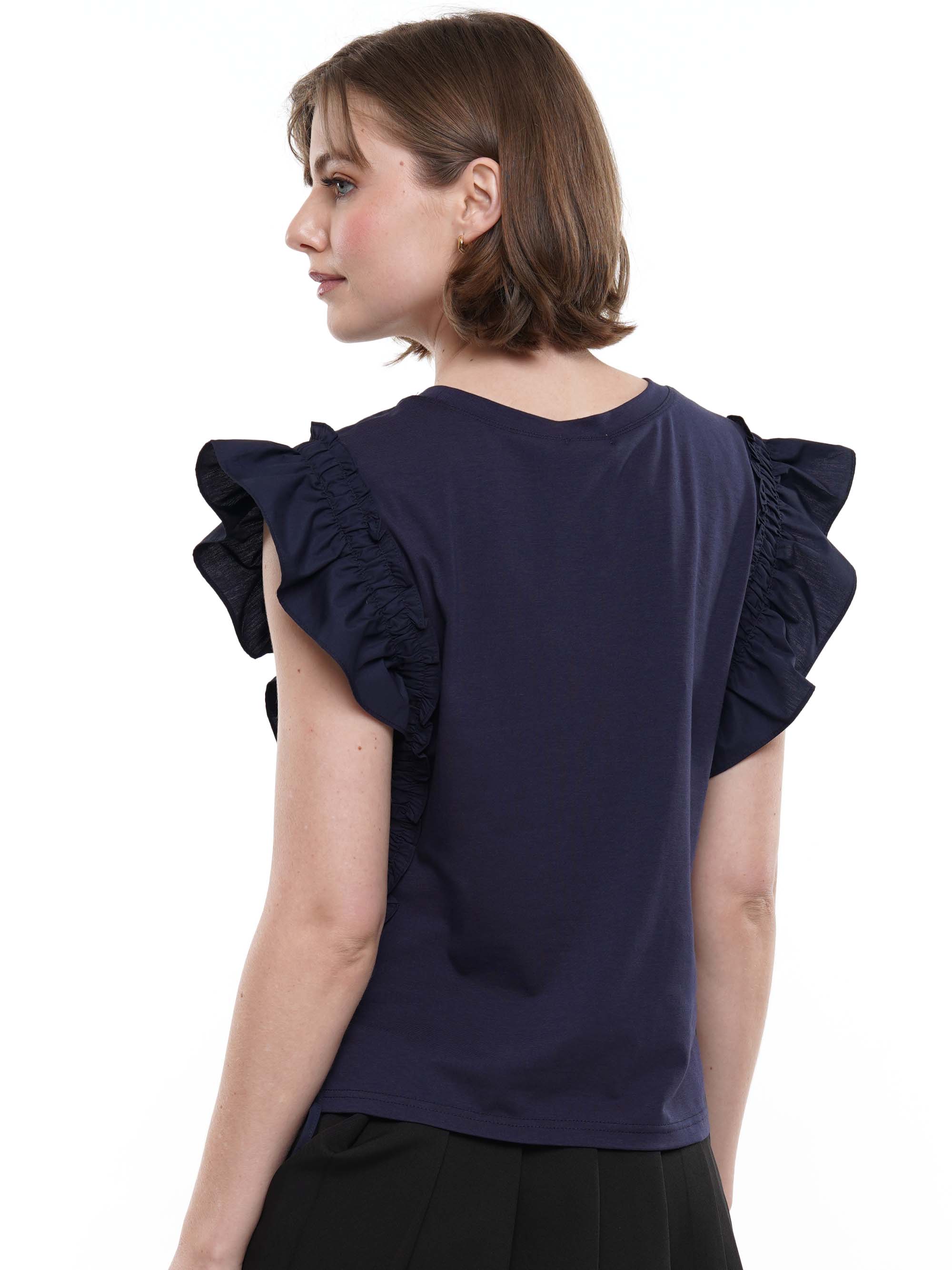 Ruffle Sleeve Sequin Football Top