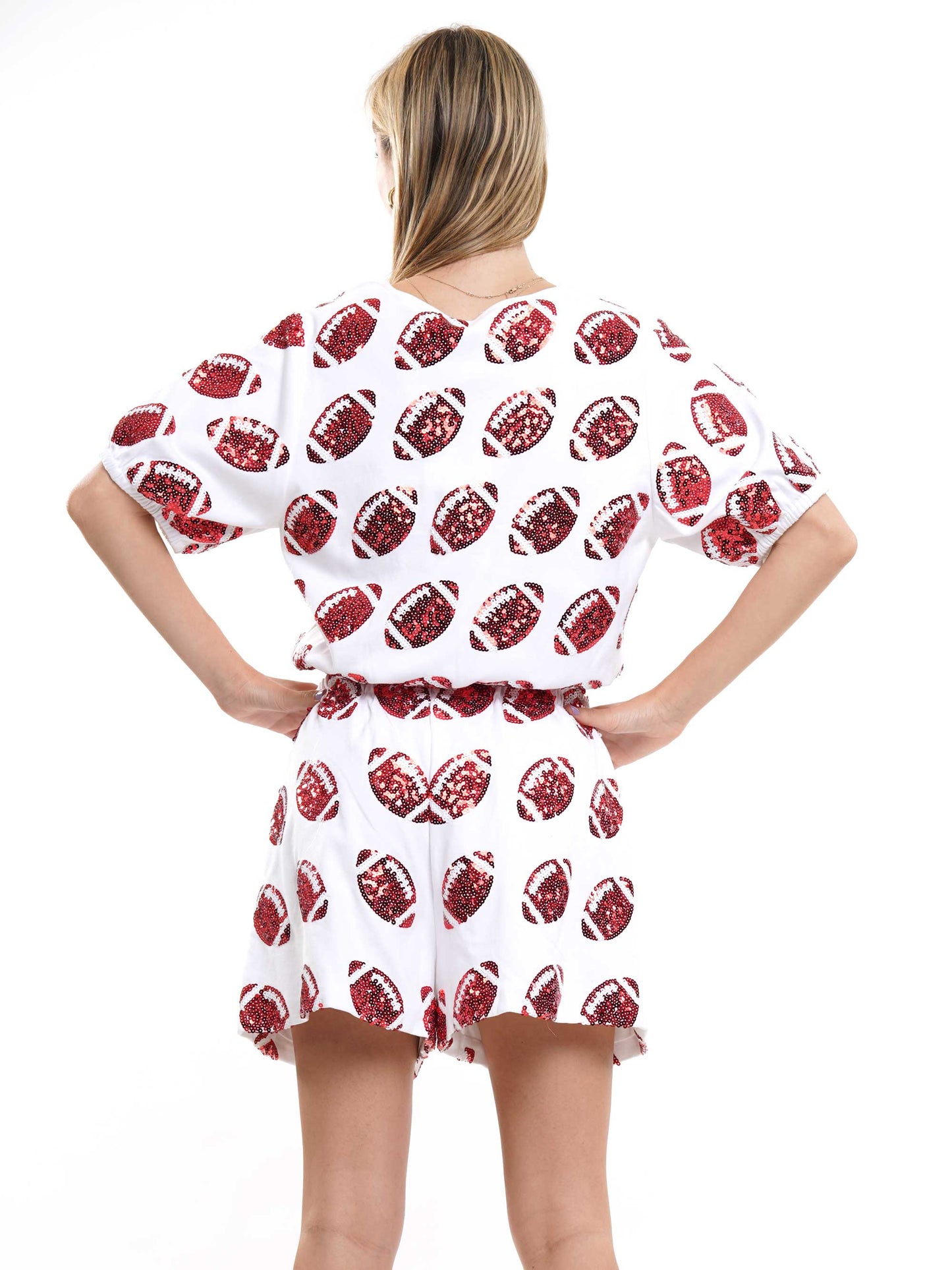 Superball Sequin Pattern Crop Top & Shorts Set