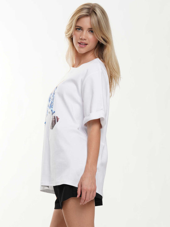 Western Boots Football Sequin Tee