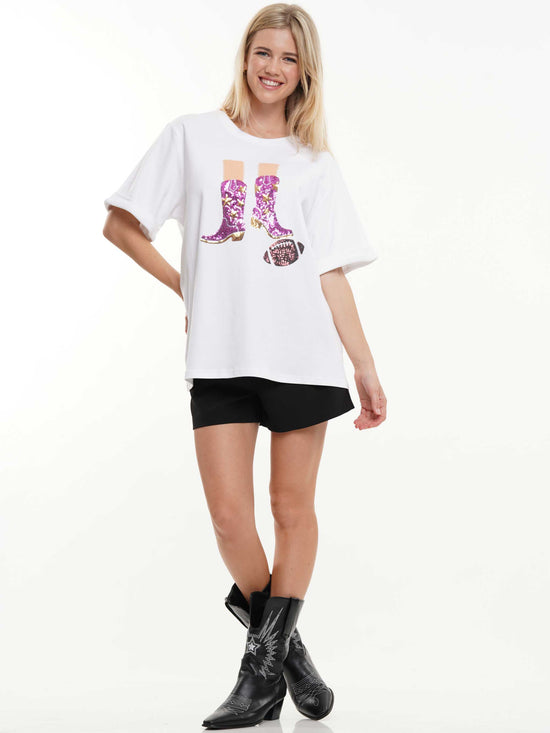 Western Boots Football Sequin Tee