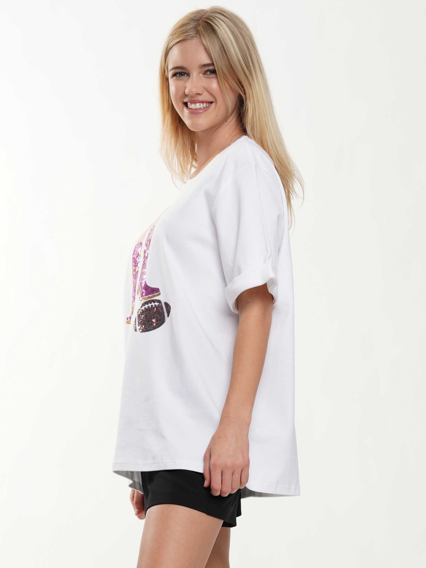 Western Boots Football Sequin Tee