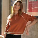 The Ace Polo Sweater - Orange White